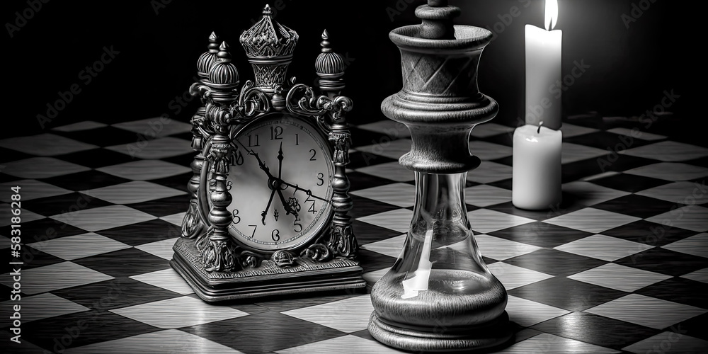 Aufkleber an image featuring a chess set and other still life objects was generated by generative ai - generat