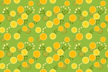 Fruit seamless pattern vector illustration bright colour design for fabric interior, curtain, wallpaper, gift paper wrapping paper card background kitchen 