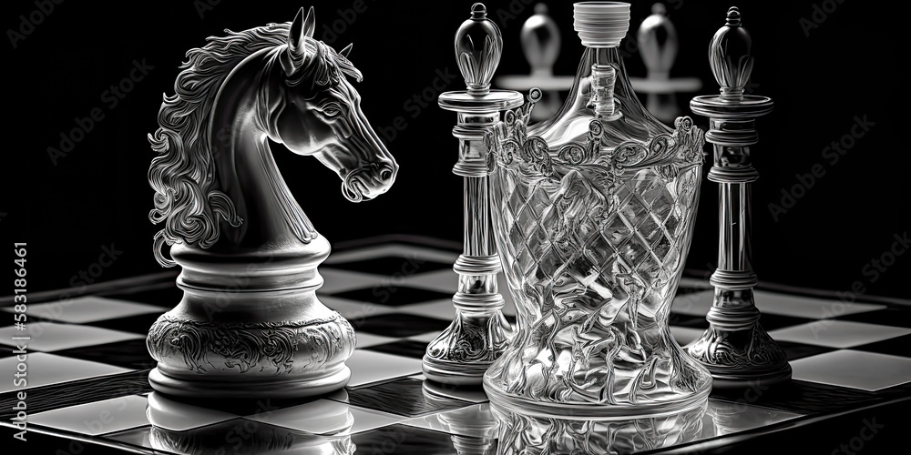 Poster a: an image of still life objects, things, and chess pieces was generated by generative ai - generat