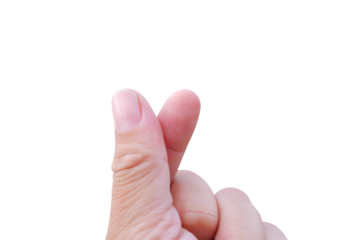 Mini heart love symbol is making by human hand isolated on transparent background