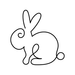 Single-line bunny icon. Rabbit icon. Cruelty-free icon.