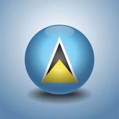 ST. Lucia flag. Round glossy. Isolated on color gradient background