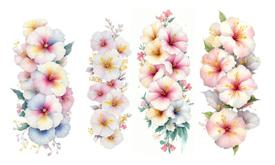 flowers on white background. bouquet of flowers isolated, background with flowers, abstract beautiful spring flowers, illustration with Generative AI - 583189812