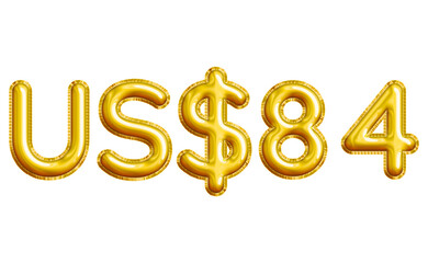US$84 or Eighty-four Dollar 3D Gold Balloon. You can use this asset for your content like as USD Currency, Flyer Marketing, Banner, Promotion, Advertising, Discount Card, Pamphlet and anymore.
