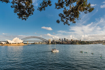 Obraz premium City harbour bridge, Sydney Opera house and skyline. Australia.