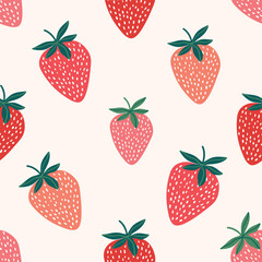 Strawberry seamless pattern, modern simple design, decorative wallpaper, vector
