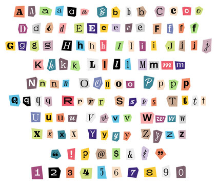 Vector Cutout Scrapbook Ransom Note Letters