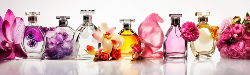 perfume bottles are different. Generative AI, - obrazy, fototapety, plakaty