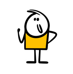 Funny positive cartoon character says yes and makes a hand gesture.