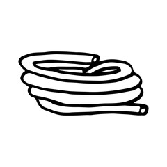 Garden hose for watering plants. Vector illustration in doodle style isolated on white