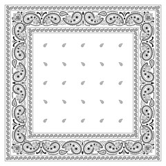 Paisley Ethnic Floral Hand Drawn bandana, handkerchief