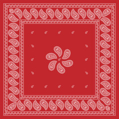 Paisley Ethnic Floral Hand Drawn bandana, handkerchief