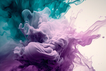 Obraz na płótnie Canvas Abstract dense multicolored smoke of violet.green,on a white background. 