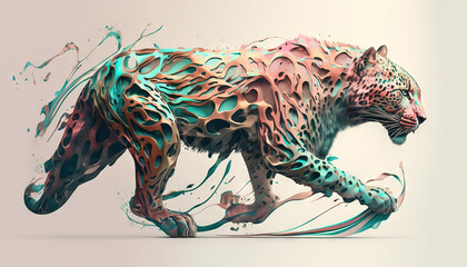 Leopard animal abstract wallpaper. Soft background panthera in Pastel colors generative ai