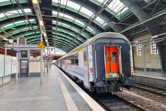 Berlin, Germany, October 2, 2022: train on the platform of the railway station station in Berlin.