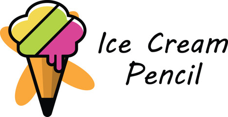 ice cream cone pencil logo vector illustration