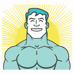 Positive face man upper body icon vector illustration