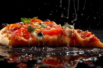 Pizza on a table. Generative AI