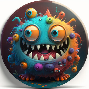 Warren Round Monster Cute Colorful Illustration