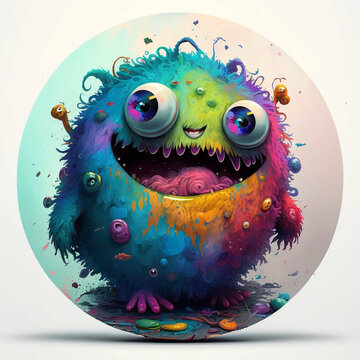 Warren Round Monster Cute Colorful Illustration