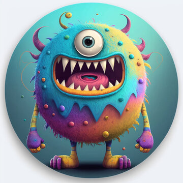 Warren Round Monster Cute Colorful Illustration