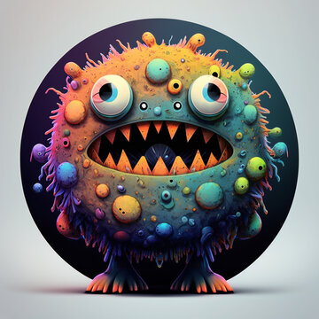 Warren Round Monster Cute Colorful Illustration