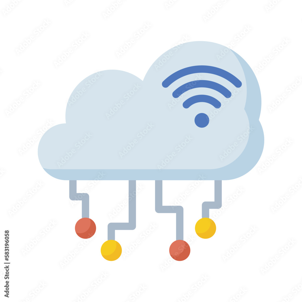 Poster cloud network connectivity vector flat icon design illustration. seo development and marketing symbo