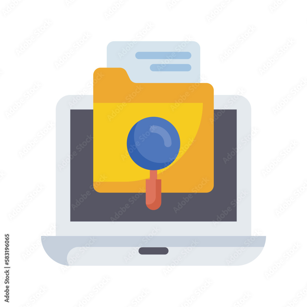 Poster find data vector flat icon design illustration. seo development and marketing symbol on white backgr