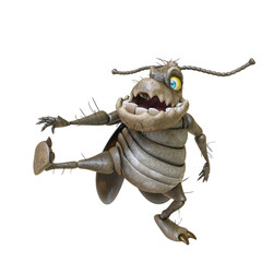 cockroach cartoon is doing a side kick