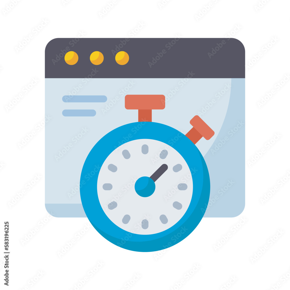 Poster page speed optimization vector flat icon design illustration. seo development and marketing symbol o