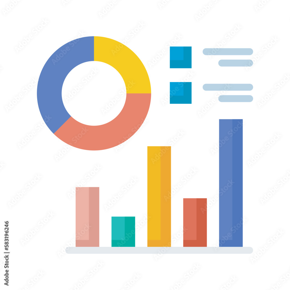 Poster pie chart vector flat icon design illustration. seo development and marketing symbol on white backgr
