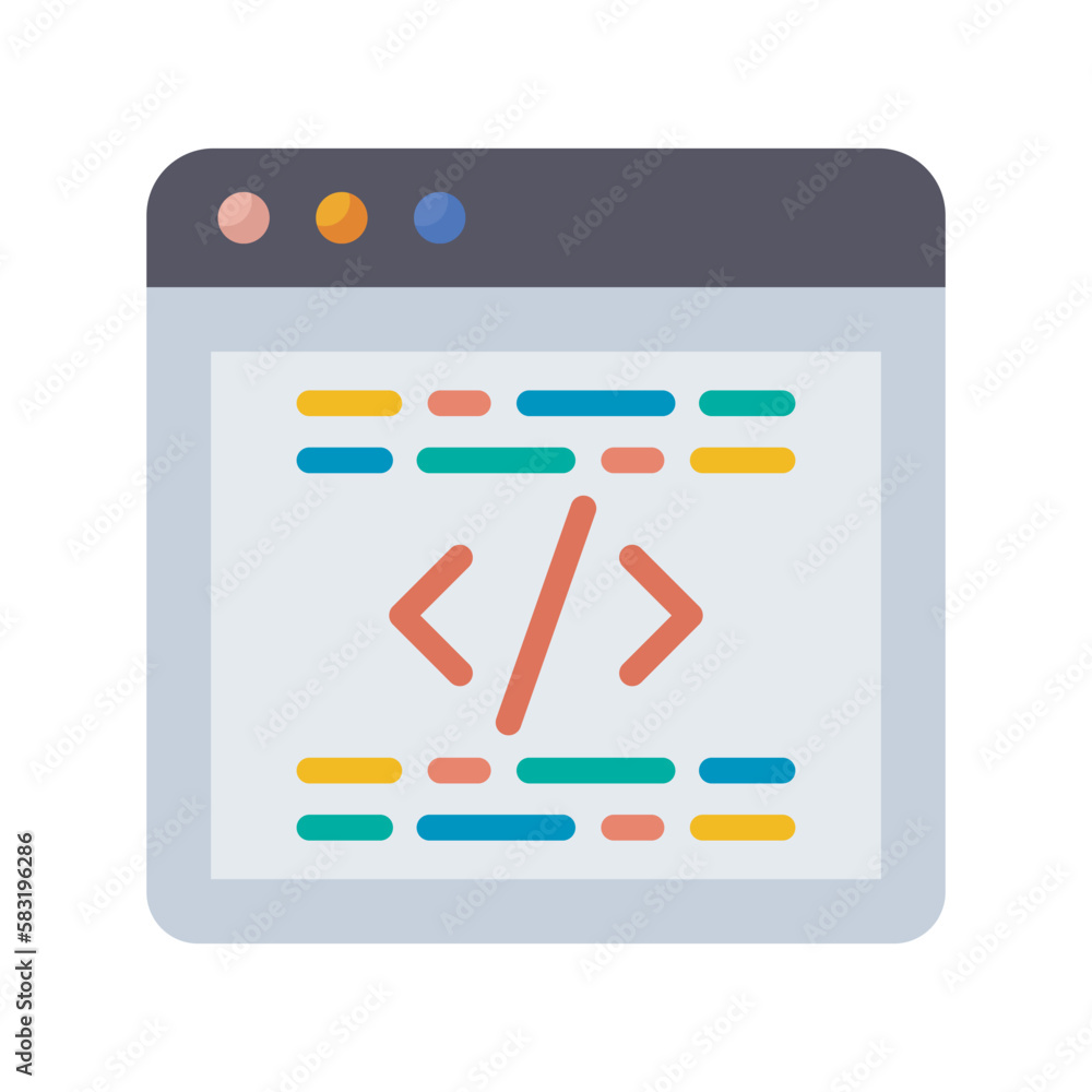 Poster html vector flat icon design illustration. seo development and marketing symbol on white background 