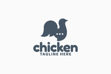 chicken talk ogo with a combination of a cute chicken with a chat or bubble