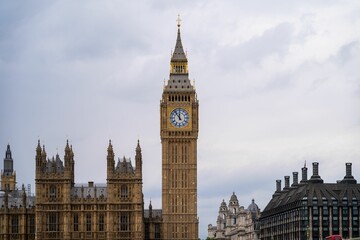 Fototapeta na wymiar Scenic shot of Big Ben tower clock at Westminster in London, Europe