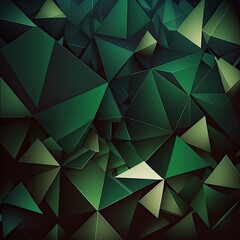 Vibrant Geometric Design - Triangle Patterns against a Dark Green Background Wallpaper: Generative AI
