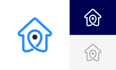 home and pin location logo icon design vector