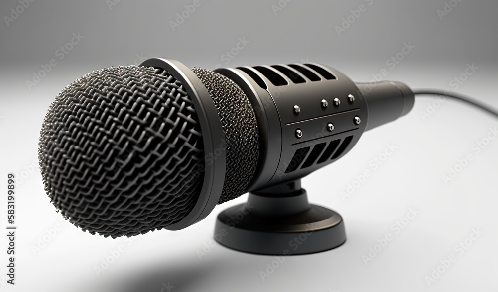 Poster a microphone with a cord attached to it on a table. generative ai