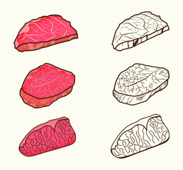 Wagyu Clip Art Illustration Big Collection Minima Simple Wagyu Asian Food Menu Rib Protein Healthy Restaurant Dinner Meat Chop Ham Steak Wagyu Colorful Vector icon Clip Art.