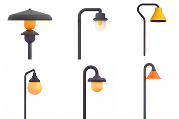 3D Lamp icon Set with isolated background