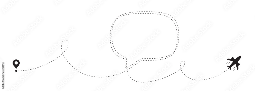 Poster airplane line path background. air plane icon with flight route. travel dash route line, trip flight