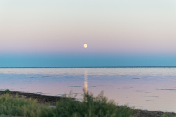 landscape with sea sunset on beach