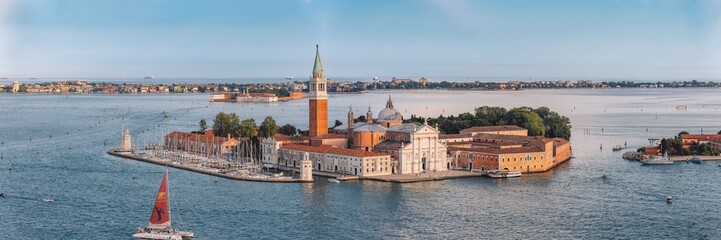 Fototapeta na wymiar Panoramic view of the Venice cityscape, Italy