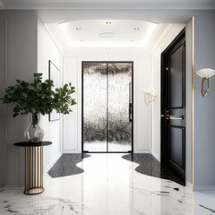 Modern Interior of a Hallway, Black and White theme