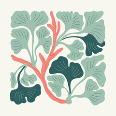 Floral abstract elements. Botanical composition. Modern trendy Matisse minimal style. Floral poster, invite. Vector arrangements for greeting card or invitation design