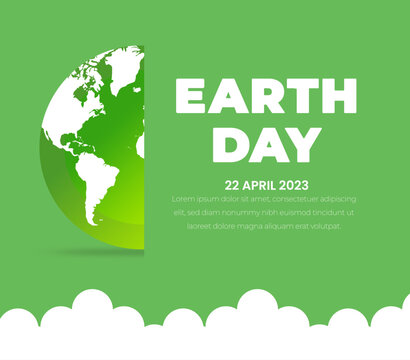 happy world earth day background or banner design template with green color.