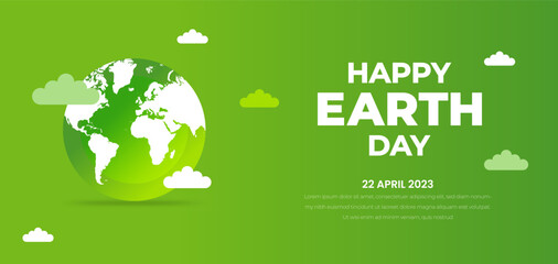 happy world earth day background or banner design template with green color.