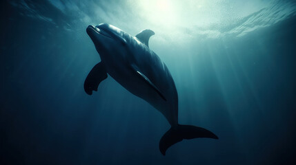 Dolphin Underwater, Generative AI, Illustration