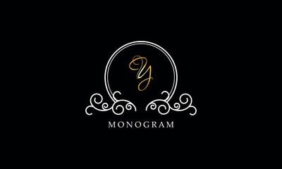 Luxury initial Y logo template. Vector monogram for restaurant, royalty, boutique, cafe, hotel, heraldic, jewelry, fashion and other vector illustrations