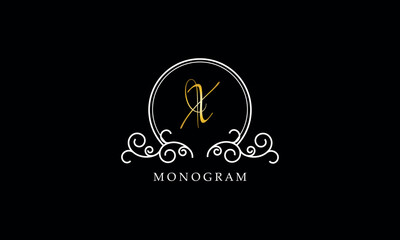 Luxury initial X logo template. Vector monogram for restaurant, royalty, boutique, cafe, hotel, heraldic, jewelry, fashion and other vector illustrations