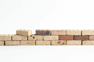 Pattern of brown, white bricks isolated on white background